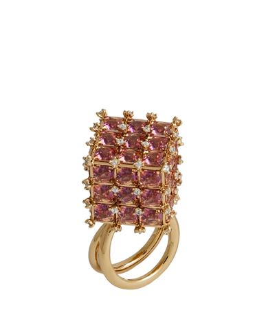 Swarovski Woman Ring Pink Size 8.5 Metal,  Crystal