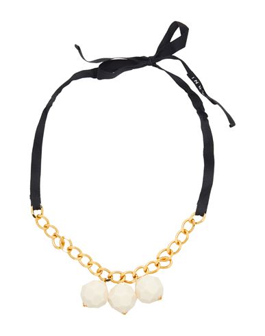 Shop Marni Woman Necklace Ivory Size - Textile Fibers, Metal