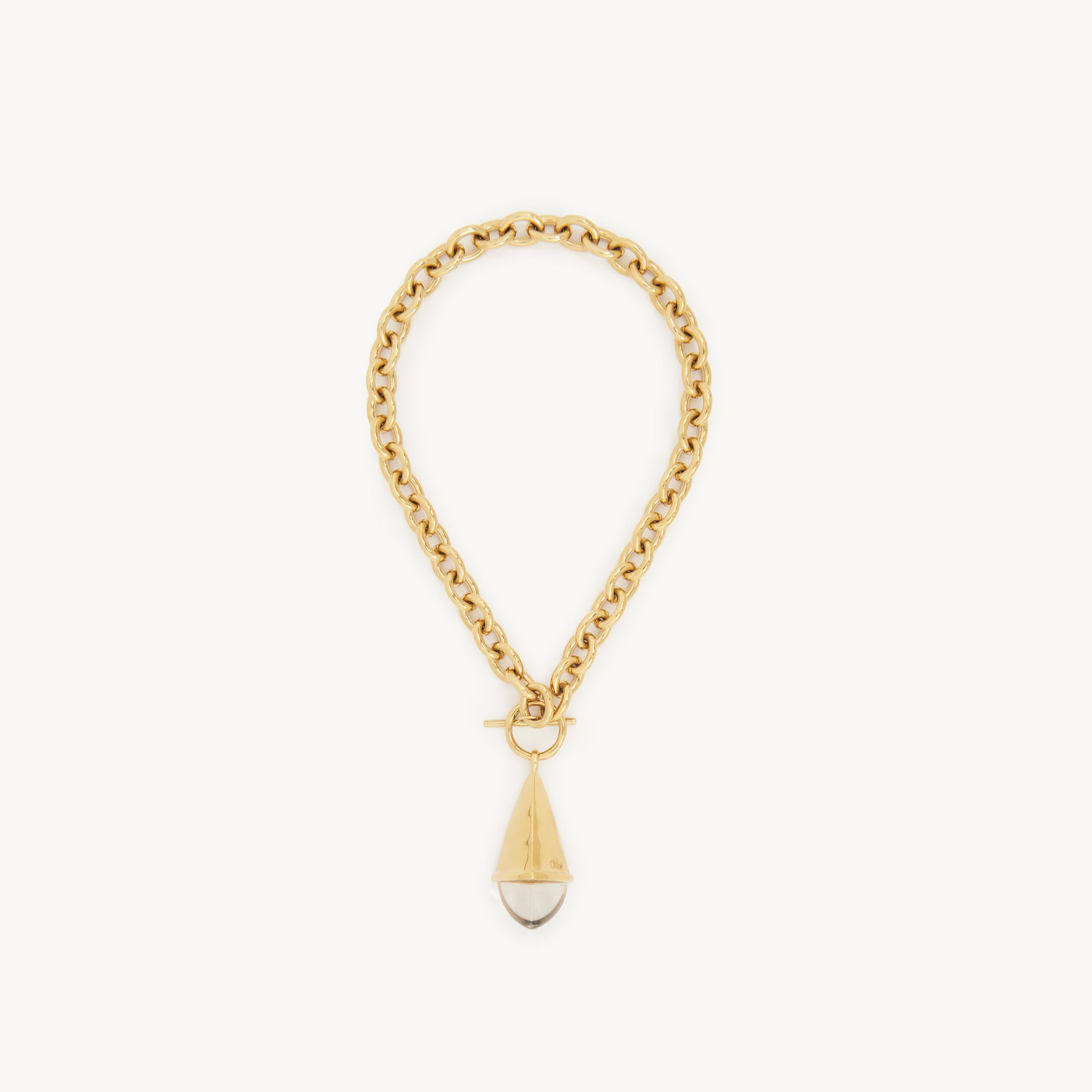 Chloé Prism Necklace With Chain Frame And Pendant Detail In Gold
