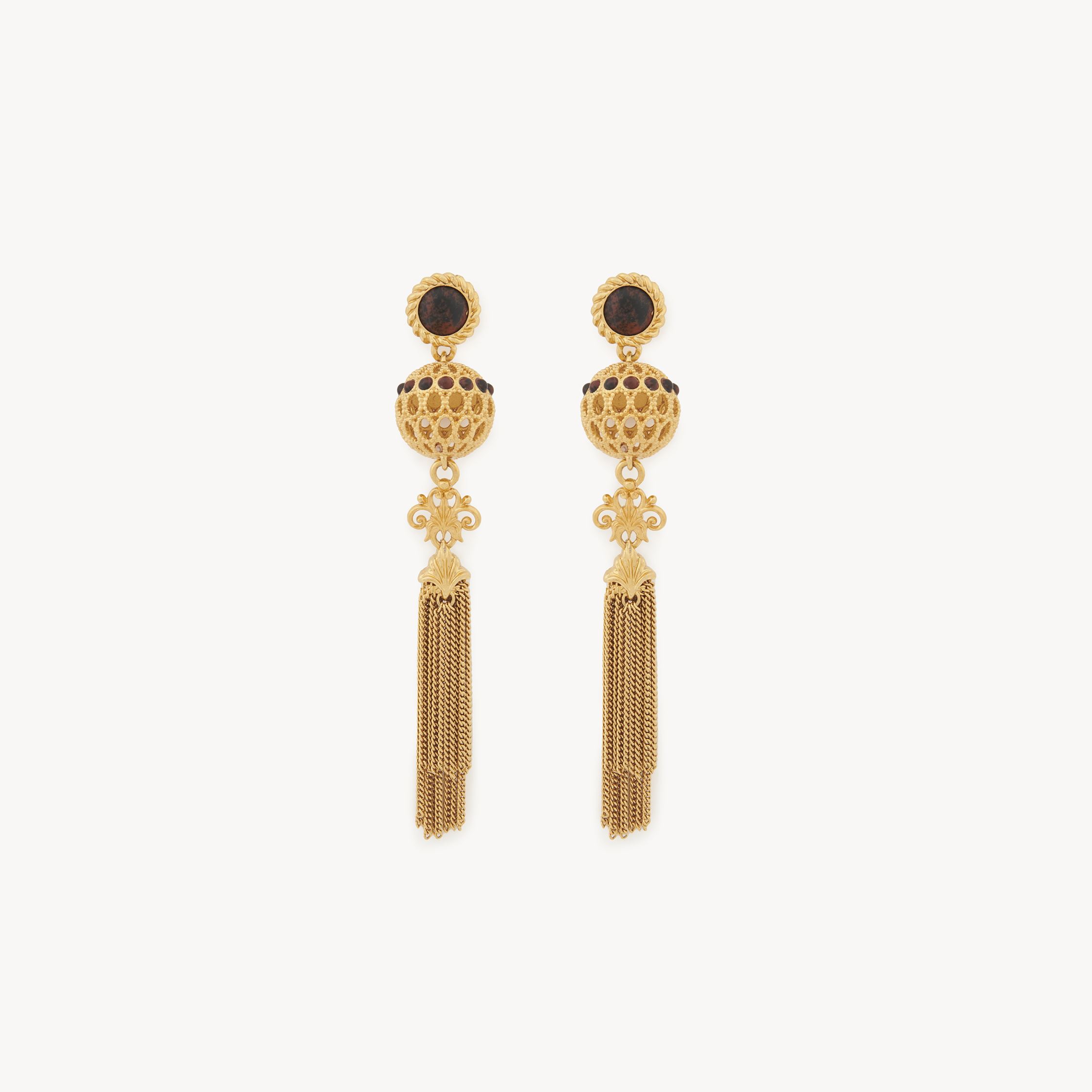 Chloé Obsidian Drop Earrings In Gold