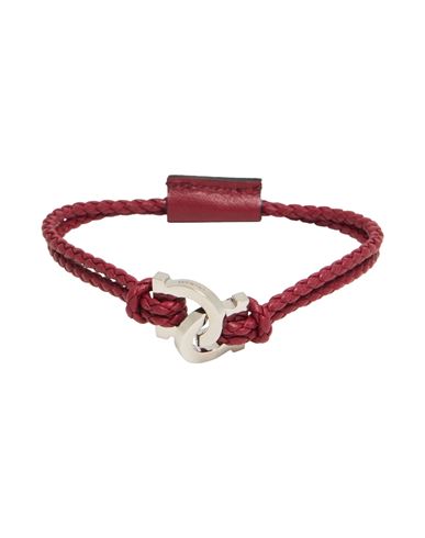 Ferragamo Man Bracelet Brick Size - Leather, Metal In Red