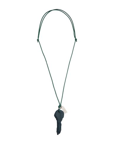 Mm6 Maison Margiela Woman Necklace Dark Green Size - Resin, Cotton, Brass In Black