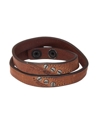 Diesel Man Bracelet Tan Size - Leather In Brown