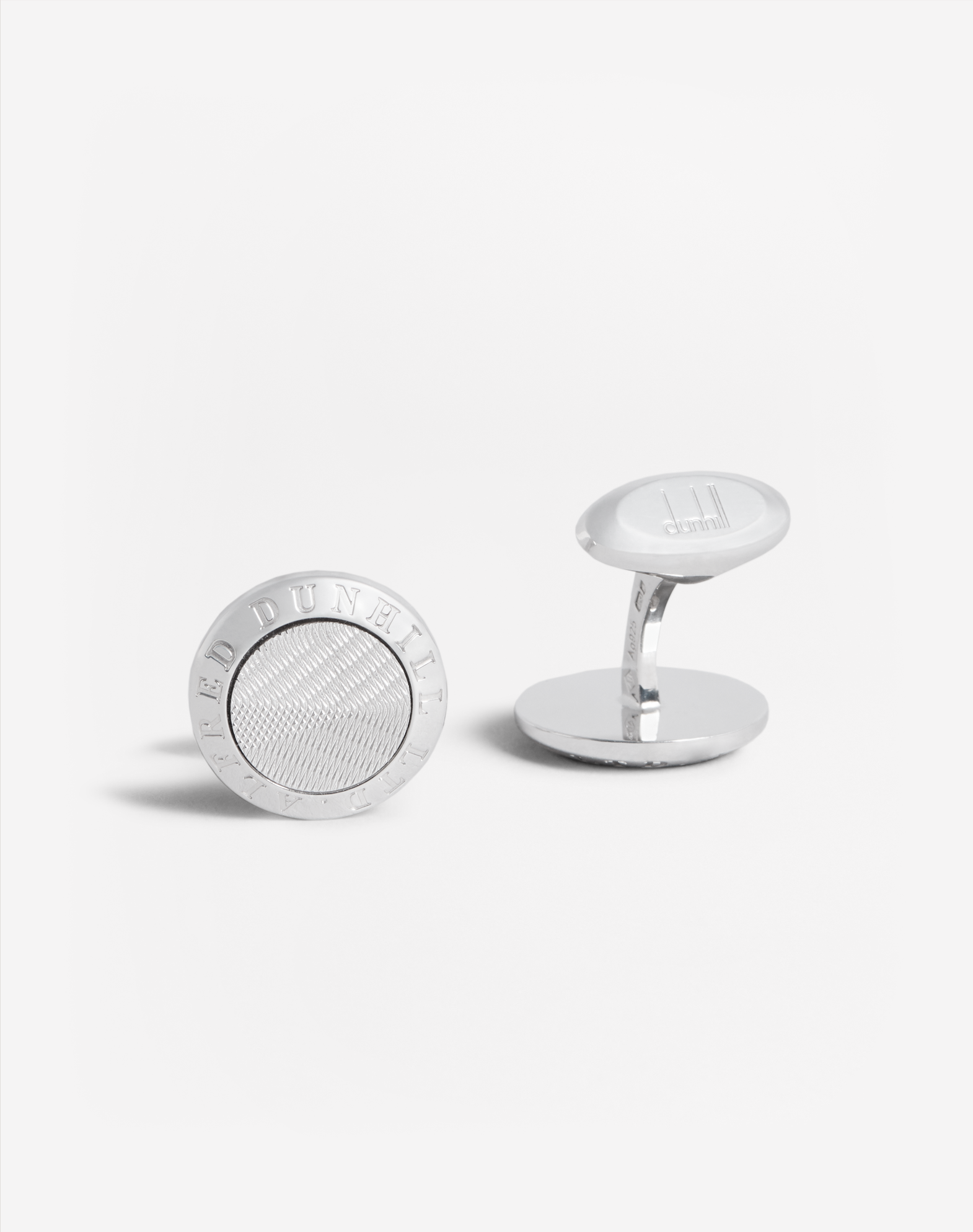 Dunhill Silver Coin Cufflinks In Silver/crystal