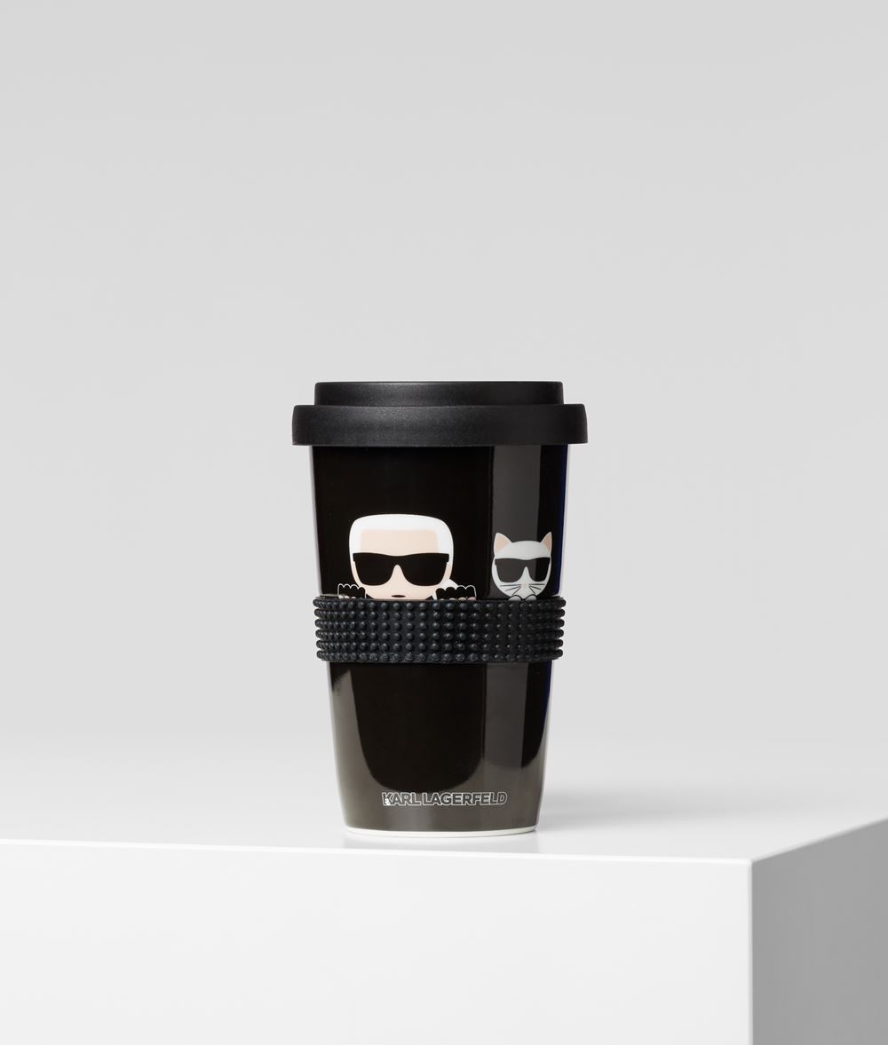 Karl Lagerfeld Damen K/ikonik Coffee-to-go-becher Schwarz Porzellan, Polyethylen, Größe: OneSize