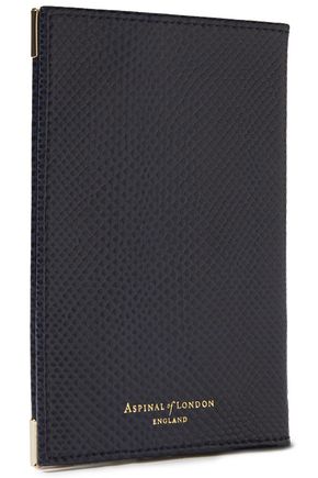 Aspinal Of London Printed Lizard-effect Leather Passport Cover In Midnight Blue