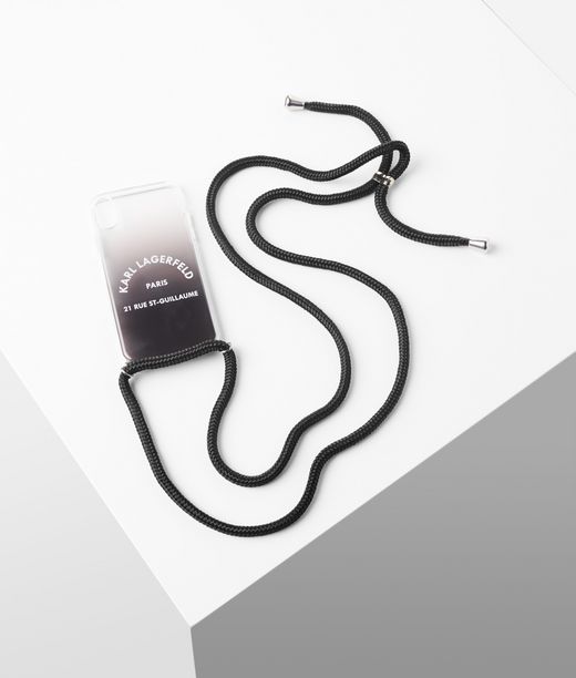 Karl Lagerfeld Unisex Cover Rue St-guillaume Per Iphone Xs Con Cinturino Nero 85% Poliuretano termoplastico, 10% Poliestere, 5% Metallo, Taglia: OneSize