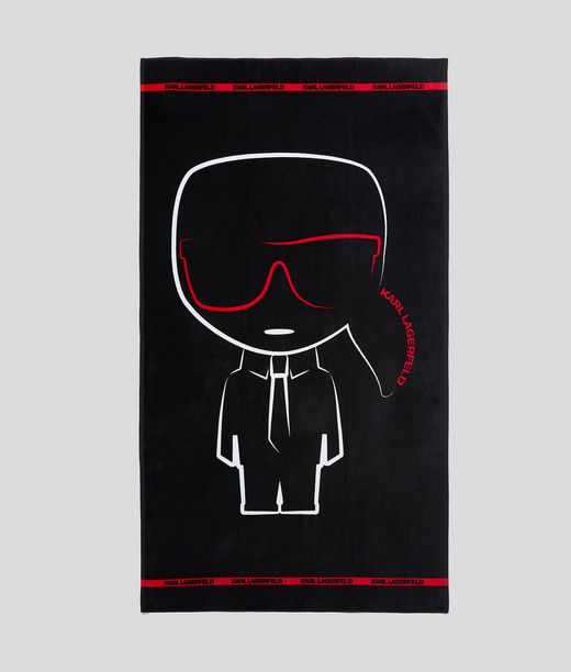 Karl Lagerfeld Unisexe Serviette De Plage K/ikonik Noir 100% Coton, Taille: OneSize