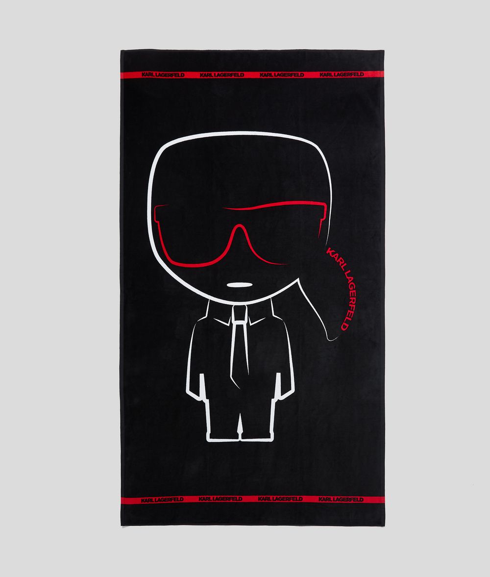 Karl Lagerfeld Unisexe Serviette De Plage K/ikonik Noir 100% Coton, Taille: OneSize