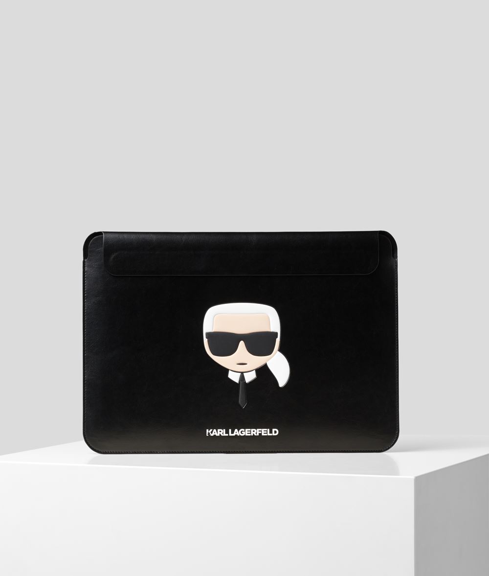 Karl Lagerfeld Femme K/ikonik Laptop Case Noir 99% polyuréthane, 1% Aimant, Taille: OneSize