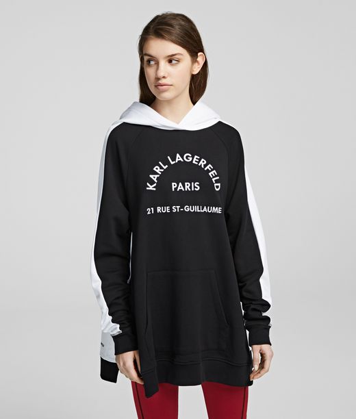 Karl Lagerfeld Mujer Sudadera Con Capucha Rue St Guillaume Negro 100% Algodón, Tamaño: XS