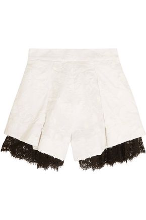 ZIMMERMANN Mischief lace-paneled embroidered linen shorts