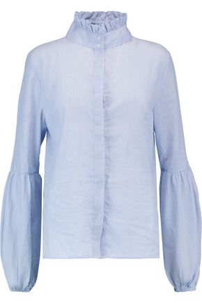 W118 by WALTER BAKER Manny ruffled striped cotton-voile blouse