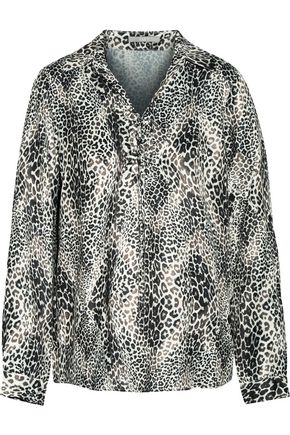 Tart Collections Georgia Lace-up Leopard-print Satin Blouse In White