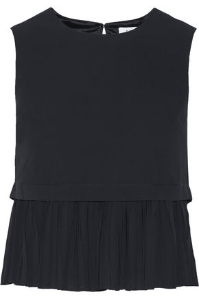 ELIZABETH AND JAMES Dane pleated chiffon peplum top
