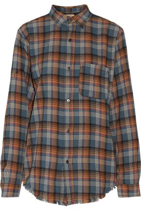 CURRENT/ELLIOTT The Prep School fringed plaid cotton-flannel shirt