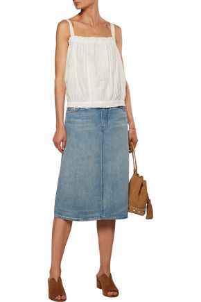 Click to view more detailed imagery on our partner's website Current Elliott Current/Elliott Woman The Lace Broderie Anglaise Cotton Tank Off-White
