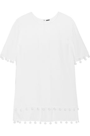 ADAM LIPPES WOMAN EMBELLISHED PLEATED CREPE TOP WHITE,US 1071994536889519