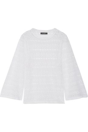 ISABEL MARANT WOMAN ALMERIA CROCHET-KNIT LINEN-BLEND TOP WHITE