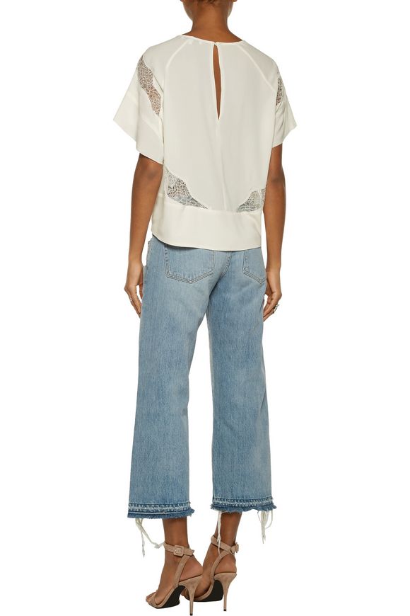 Honey lace-trimmed georgette top | IRO | Sale up to 70% off | THE OUTNET