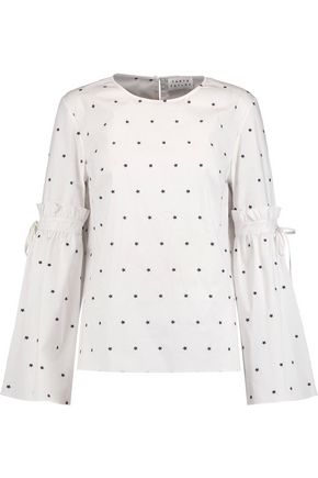 TANYA TAYLOR Martine embroidered cotton-blend poplin top