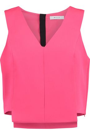 MILLY WOMAN CROPPED STRETCH-CADY TOP PINK,GB 1071994539331175