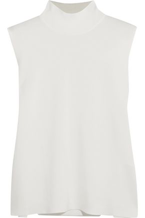 DION LEE WOMAN OPEN-BACK STRETCH-KNIT TOP IVORY,US 1914431940484127