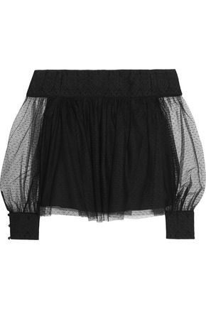ALICE + OLIVIA Sidney off-the-shoulder embroidered tulle top