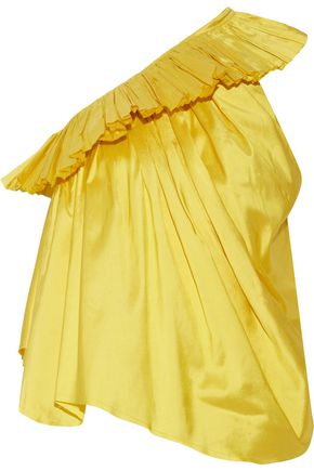 MARQUES ALMEIDA One-shoulder ruffled silk-taffeta top