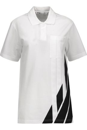 Y-3 + adidas Originals mesh-trimmed striped cotton-piqué polo shirt
