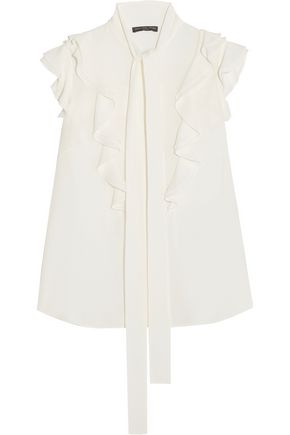 ALEXANDER MCQUEEN Pussy-bow ruffled silk-georgette blouse