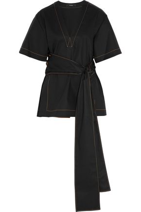ELLERY WOMAN BELTED COTTON-TWILL TOP BLACK,US 4772211931798163