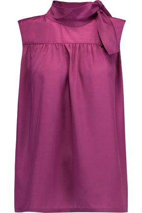 RAOUL WOMAN CAMMI PLEATED CREPE DE CHINE BLOUSE MAGENTA,US 4772211931971077