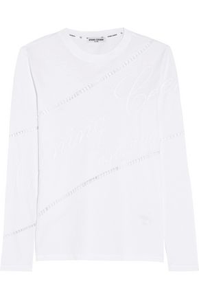 OPENING CEREMONY WOMAN CUTOUT EMBROIDERED COTTON-JERSEY TOP WHITE,GB 4772211932032019