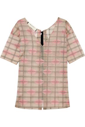 MARNI WOMAN EMBROIDERED PRINTED VOILE TOP PINK,GB 4772211933466281