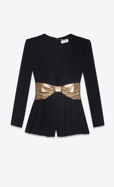 SAINT LAURENT Jumpsuit レディース プレイスーツ(ブラックサブレ/金色のボウタイ) a_V4