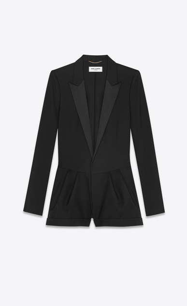 SAINT LAURENT Jumpsuit Woman Tuxedo playsuit in black gabardine a_V4