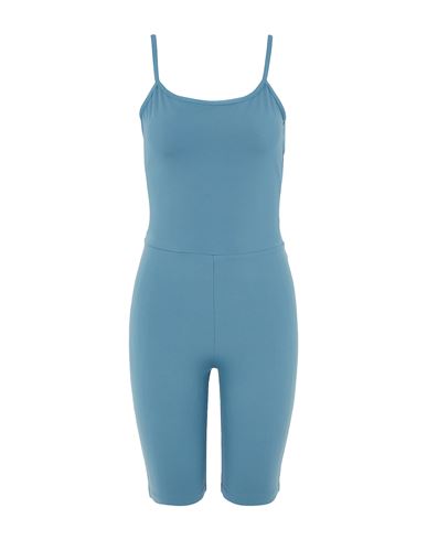 8 By Yoox Recycled Poly Open-back Bodysuit Woman Jumpsuit Pastel Blue Size L Polyester, Elastane