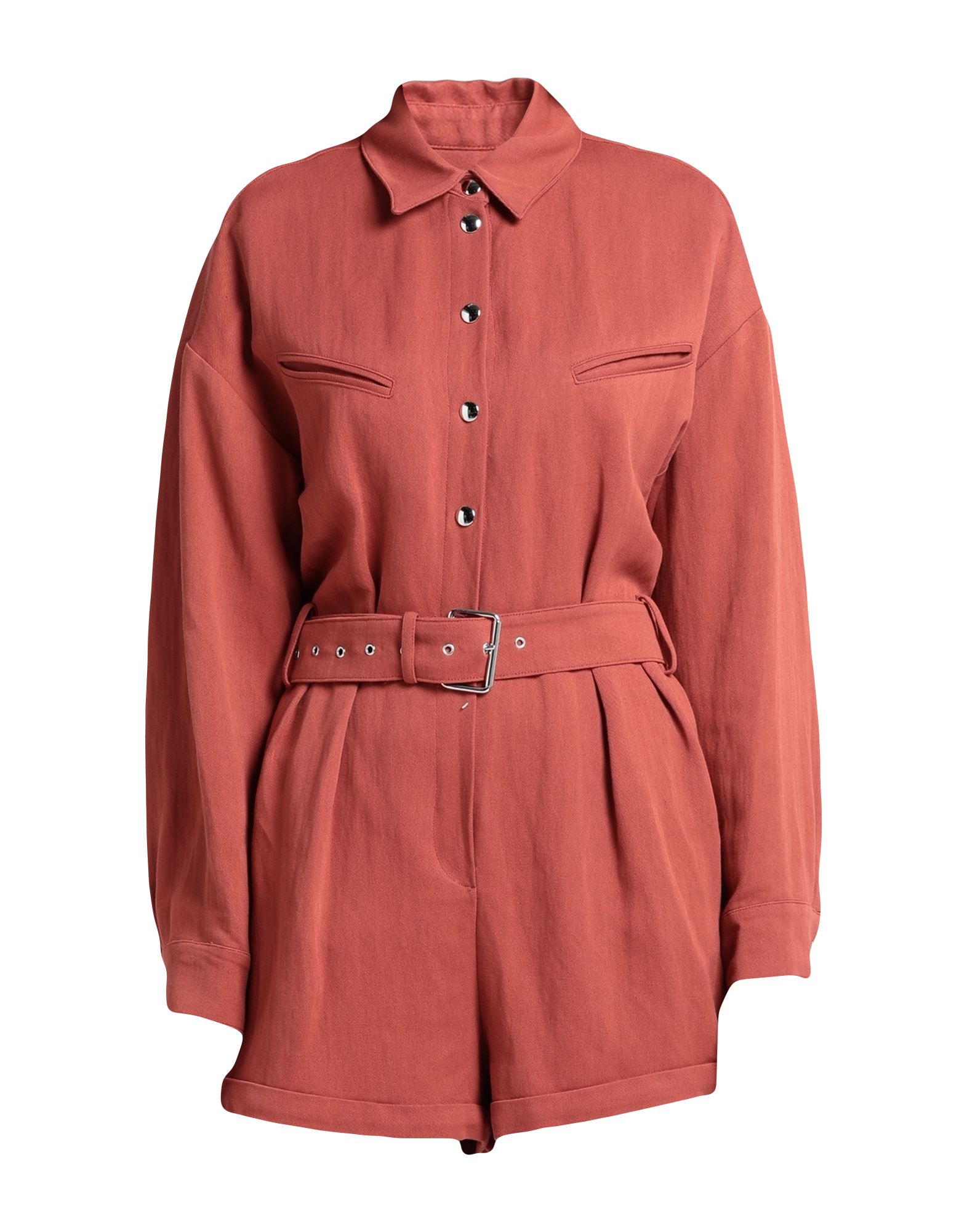 Shop Iro Woman Jumpsuit Brick Red Size 8 Viscose, Linen