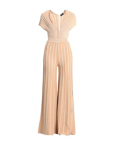 ELISABETTA FRANCHI ELISABETTA FRANCHI WOMAN JUMPSUIT CAMEL SIZE 4 VISCOSE, POLYAMIDE, ELASTANE