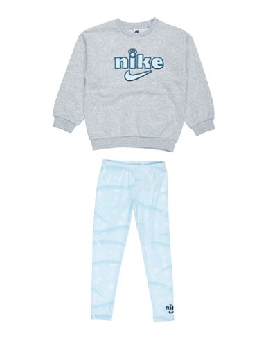 Nike Babies'  Ksa Aop Legging Crew Set Toddler Girl Tracksuit Light Grey Size 6 Cotton, Polyester