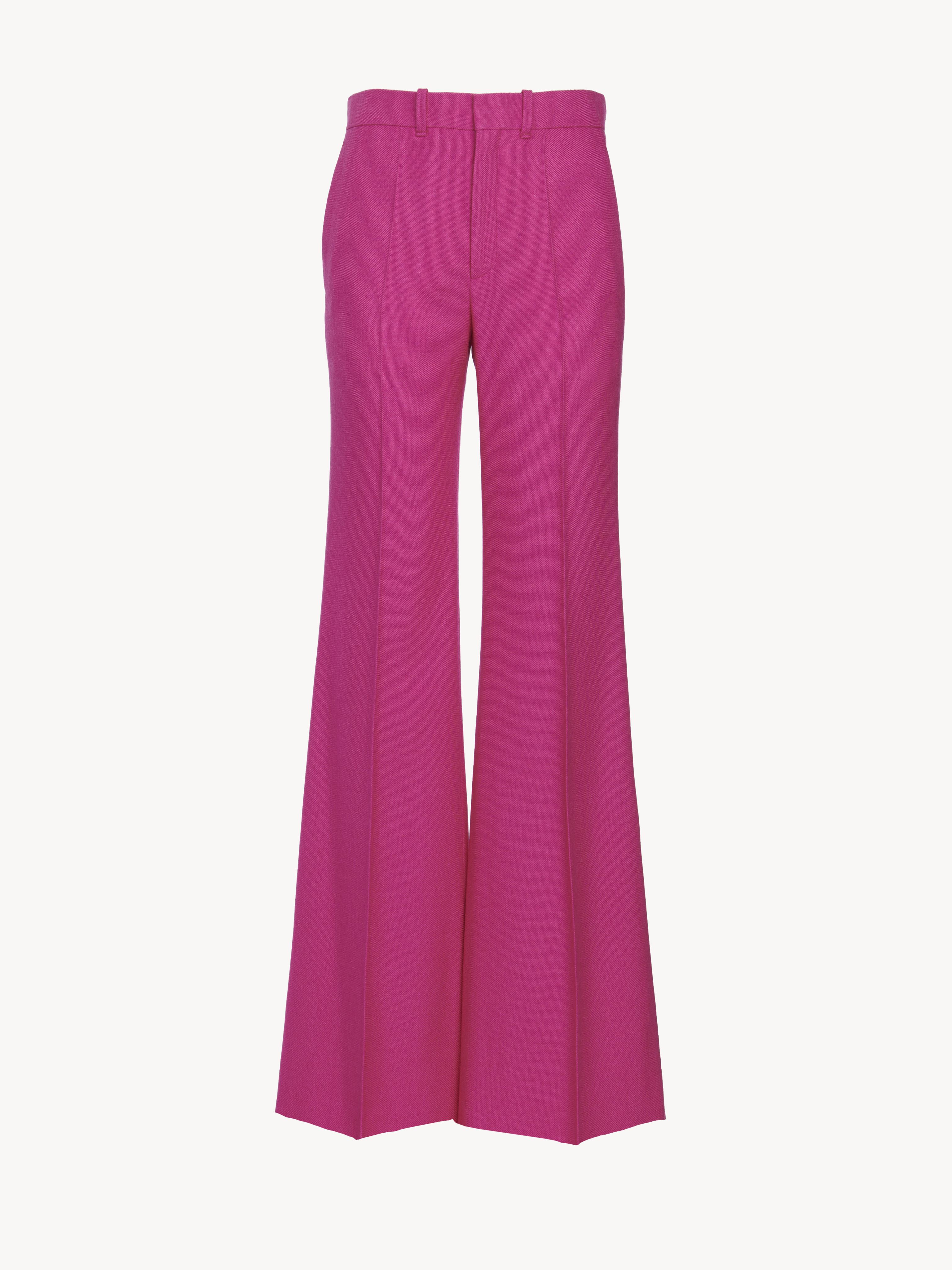 CHLOÉ FLARED PANTS PINK SIZE 8 70% WOOL, 17% SILK, 13% CASHMERE