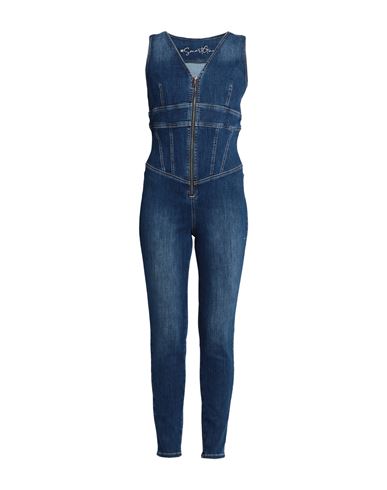 Guess Woman Jumpsuit Blue Size 30w-29l Cotton, Polyester, Lyocell, Elastane
