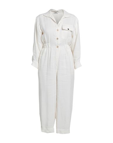 Sandro Woman Jumpsuit Ivory Size 8 Viscose, Linen, Cotton In White