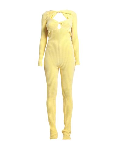 Msgm Woman Jumpsuit Yellow Size S Viscose, Polyamide, Elastane