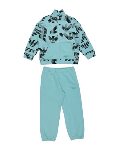 Emporio Armani Babies'  Toddler Boy Tracksuit Turquoise Size 6 Cotton In Blue