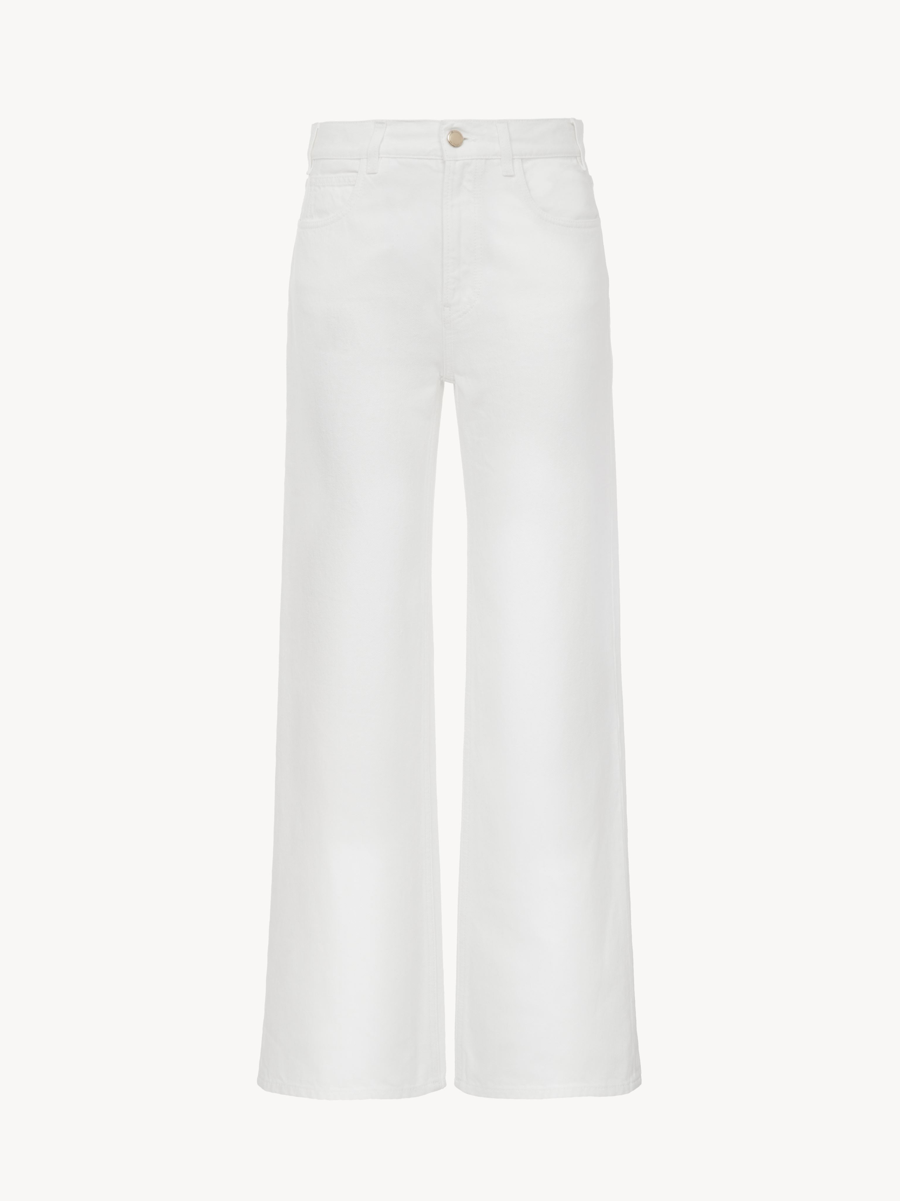 Shop Chloé Pantalon Boyfriend Évasé Femme Blanc Taille 25 87% Coton, 13% Chanvre In White