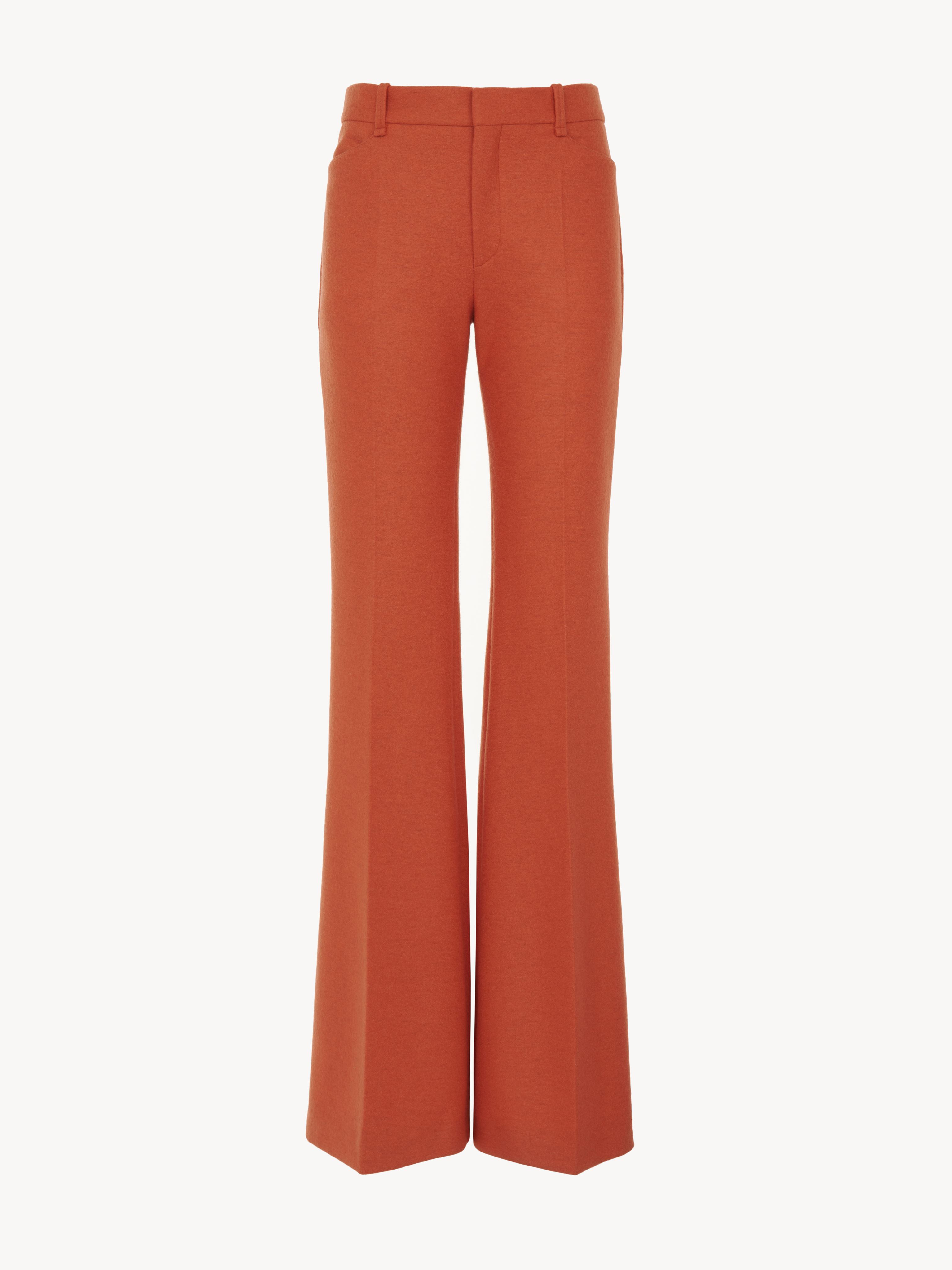 Chloé Low-waist Flared Trousers Orange Size 10 90% Virgin Wool, 10% Cashmere