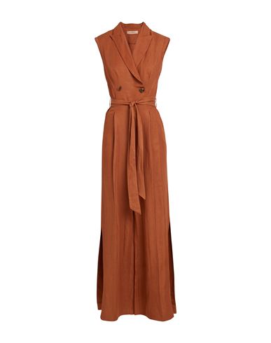 Twinset Woman Jumpsuit Tan Size 2 Viscose, Linen In Brown