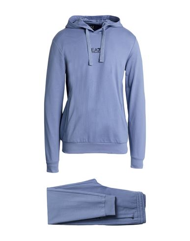 Ea7 Man Tracksuit Slate Blue Size Xl Cotton In Blue